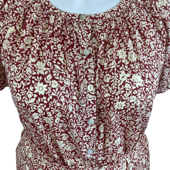 Faherty Red White Floral Button Front Midi Dress Womens Sz M - New - Picture 2 of 11